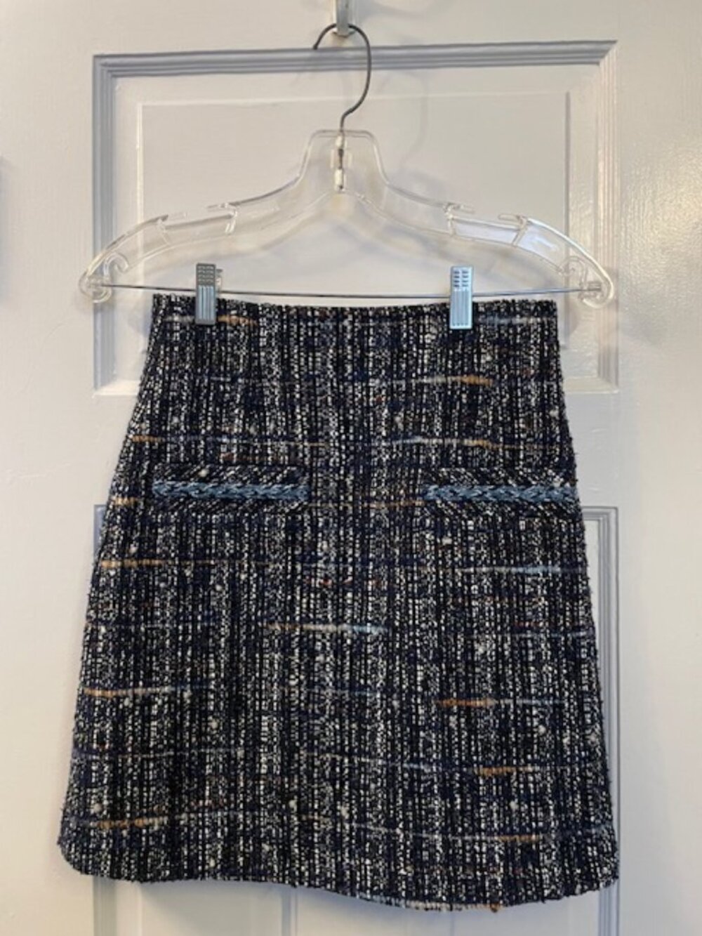(NWT) Sandro Paris Marieta Short Tweed Skirt Blue Marine Size 0
